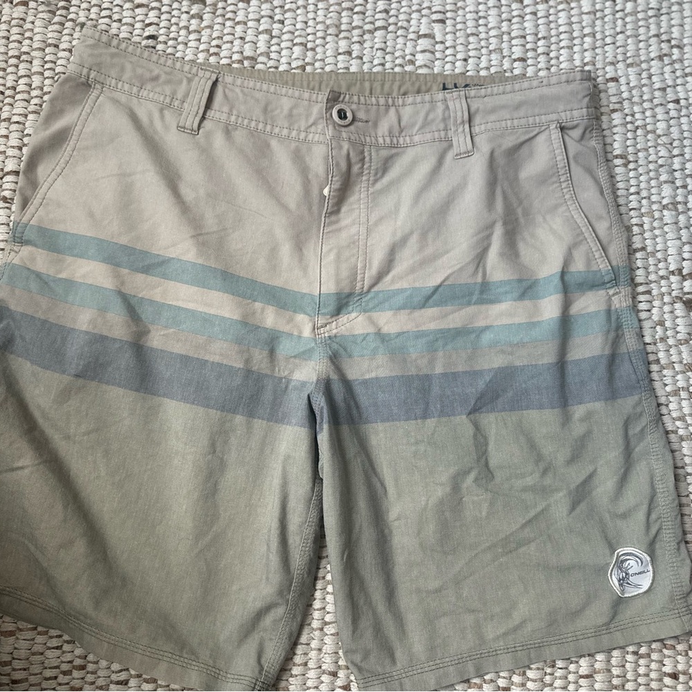 Oneill Mens Striped Khaki Shorts